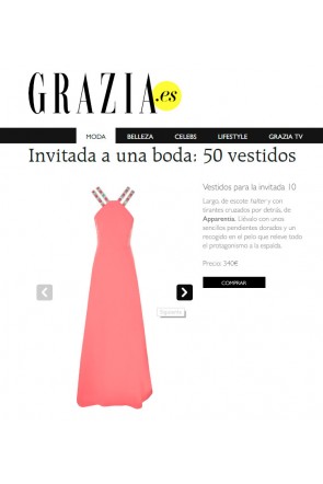 vestido largo coral con tirantes gaia de apparentia look perfecto invitadas de boda revista grazia