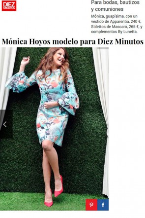 monica hoyos revista diez minutos vestido evase estampado mynes apparentia