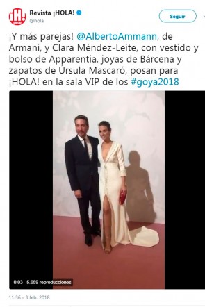 la actriz clara mendez leite con vestido novia de apparentia goya 2018