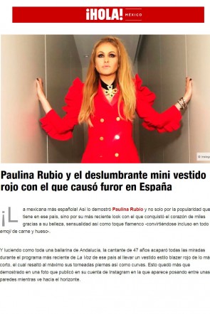 holamexico paulina rubio vestido rojo esmoquin de apparentia made in spain en la voz de antena3