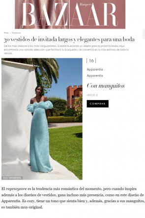 Harper´s Bazar artículo: 30 vestidos de invitada largos y elegantes para una boda en el que aparece el vestido Vestido largo de tul con ondas 3Dde organza azul Catalina ideas inspiración invitada, evento, fiesta