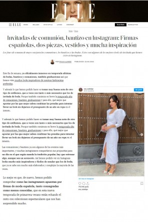 @ana_castellgo en la revista ELLE con vestido de Apparentia para invitada, bautizo, comunión, evento...