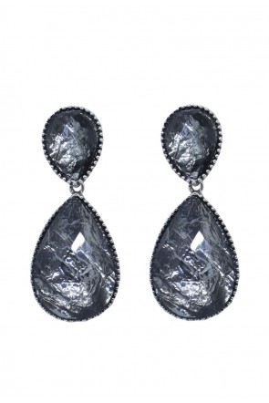 Pendientes de fiesta forma lagrima gris plata para invitadas a boda, bautizo, comunion, graduacion, shoponline, apparentia