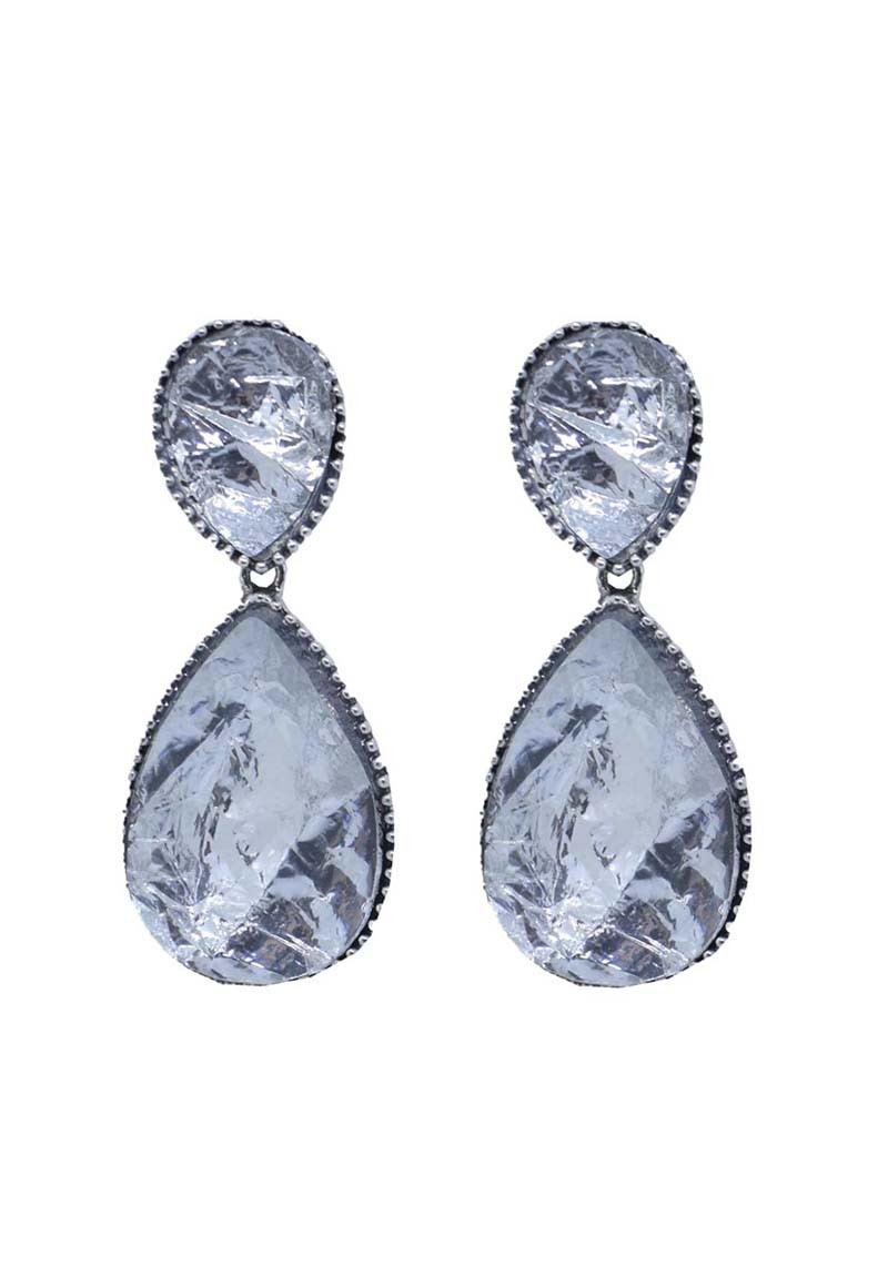 Pendientes lagrimas gris claro blanco para invitadas a boda, bautizo, comunion, graduacion, shoponline, apparentia