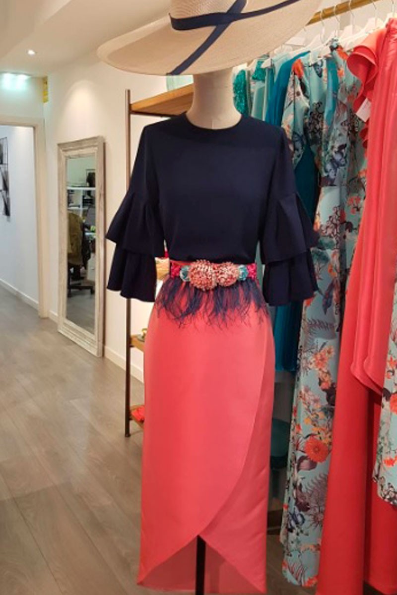 blusa alondra azul marino manga francesa con volantes para invitadas bodas eventos fiestas bautizos apaprentia shopping