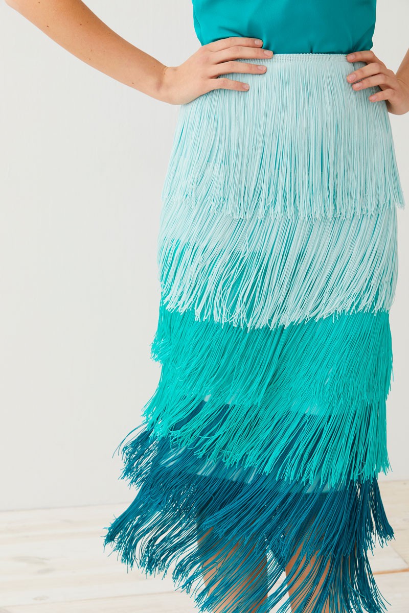 aquamarine fringed skirt