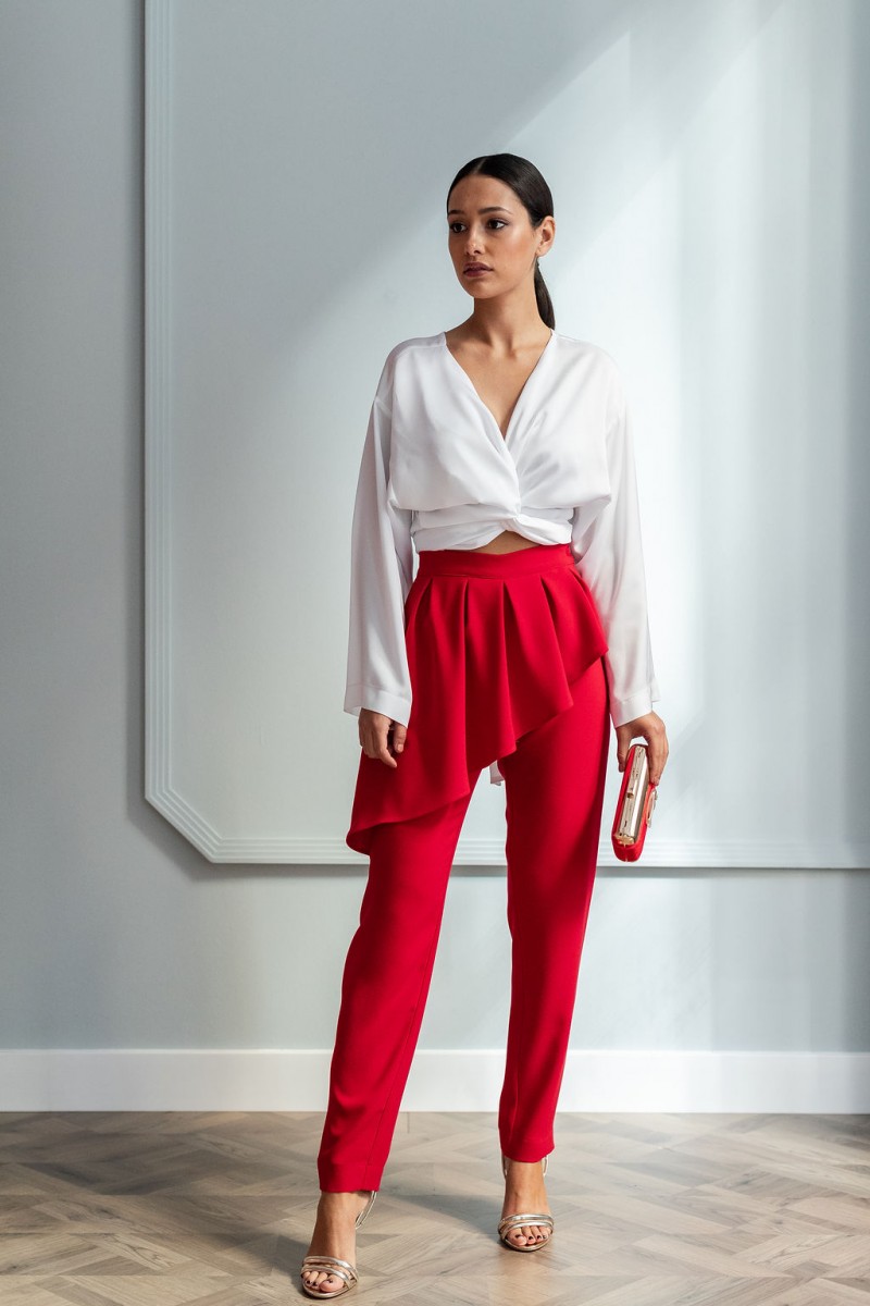 comprar online blusa multiposicion blanca de saten para invitadas apparentia