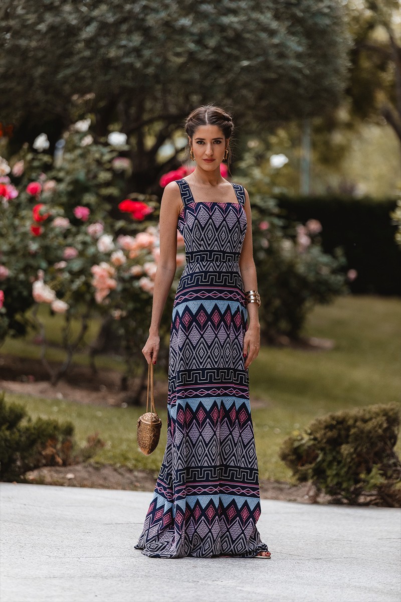 vestido largo estampado etnico para invitadas boda