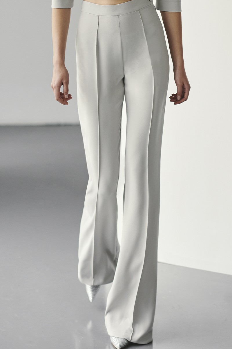 online conjunto de top joya y pantalon crepe gris plata para invitada a evento bautizo, comunion, apparentia