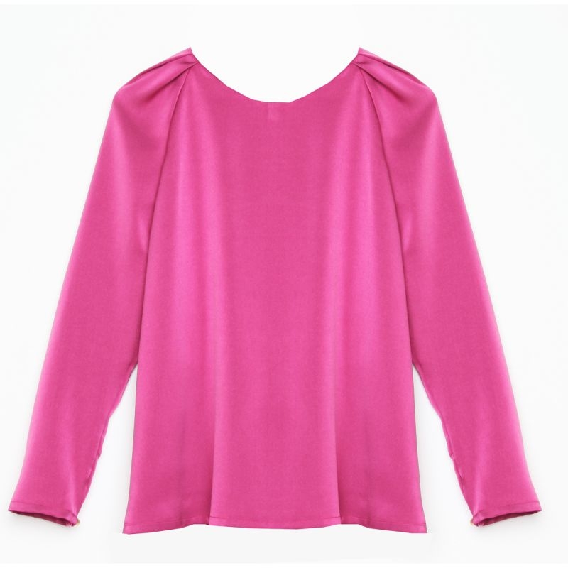 blusa de fiesta de manga larga rosa frambuesa de otoño invierno para look de invitada de boda fiesta evento bautizo nochevieja coctel de apparentia