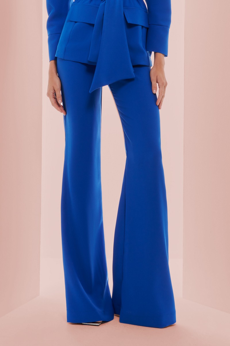 Pantalon palazzo de crepe azul klein para invitada de boda, graduación, fiesta, evento, mamá de  comunion, bautizo, shop online, compra online