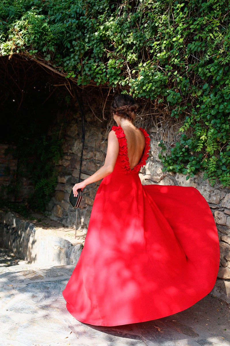 vestido largo rojo con escote en la espalda de fiesta boda evento coctel graduacion de apparentia online 2016