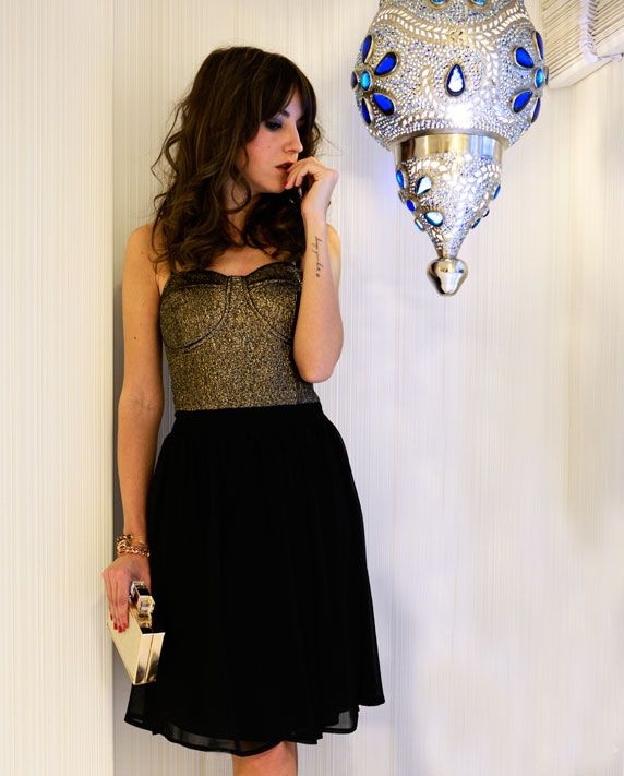 lovely pepa vestido negro y dorado nochevieja online